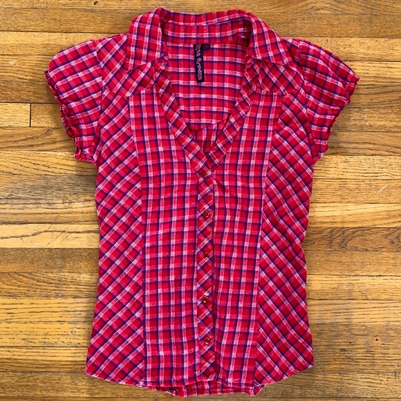 Red Plaid Button Up - Picture 1 of 5